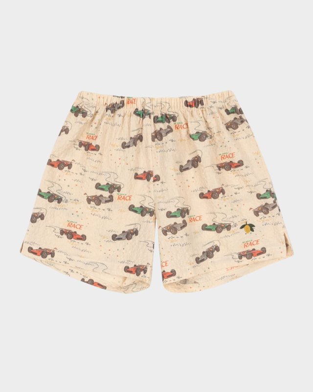 Boy's Elliot Race Car Printed Shorts, Size 9M-10